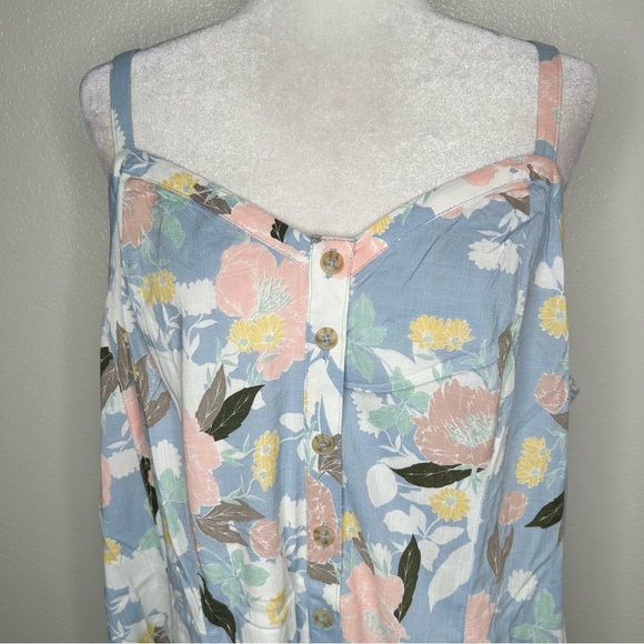 New Torrid Womens Light Blue & Pink Floral Button-Up Tank Top Plus Size 3/3X NWT - Picture 2 of 10